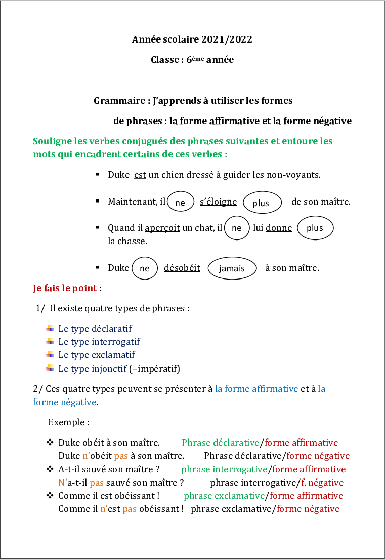 les formes de phrase