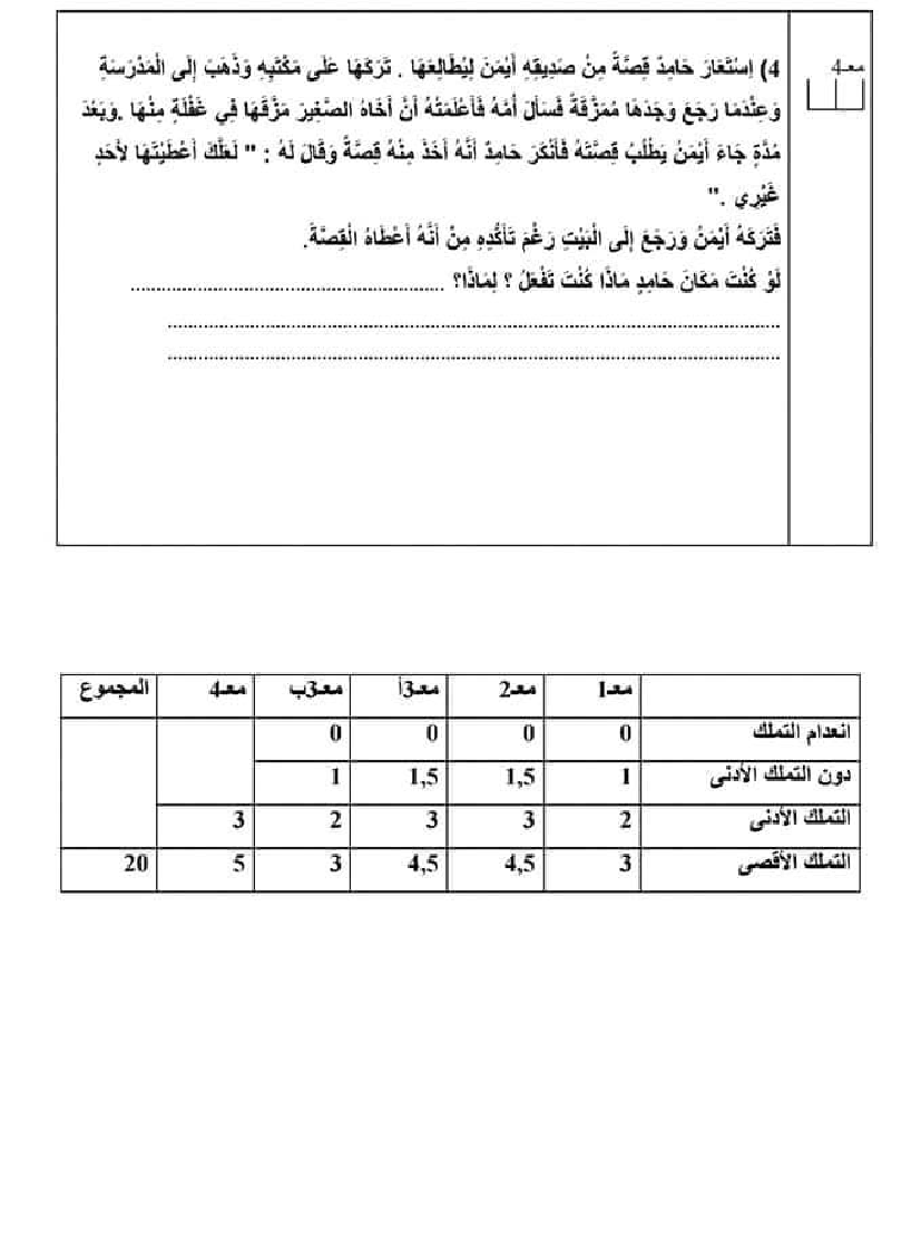 امتحان التربية الاسلامية سنة ثالثة الثلاثي الثاني 200 صفحة 2
