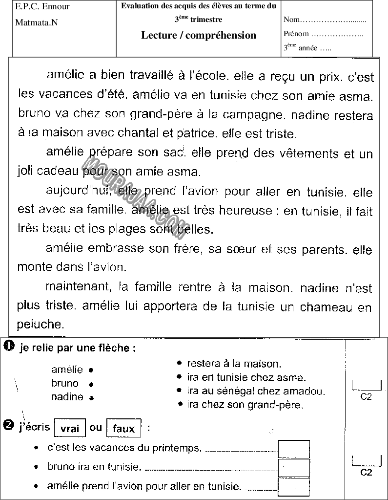 epreuve francais 3eme annee 3eme tr 202