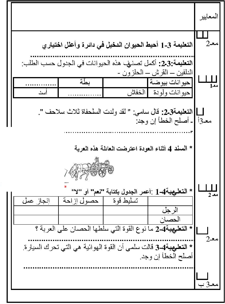 امتحان في الايقاظ العلمي سنة الثالثة الثلاثي الثاني8 صفحة 2