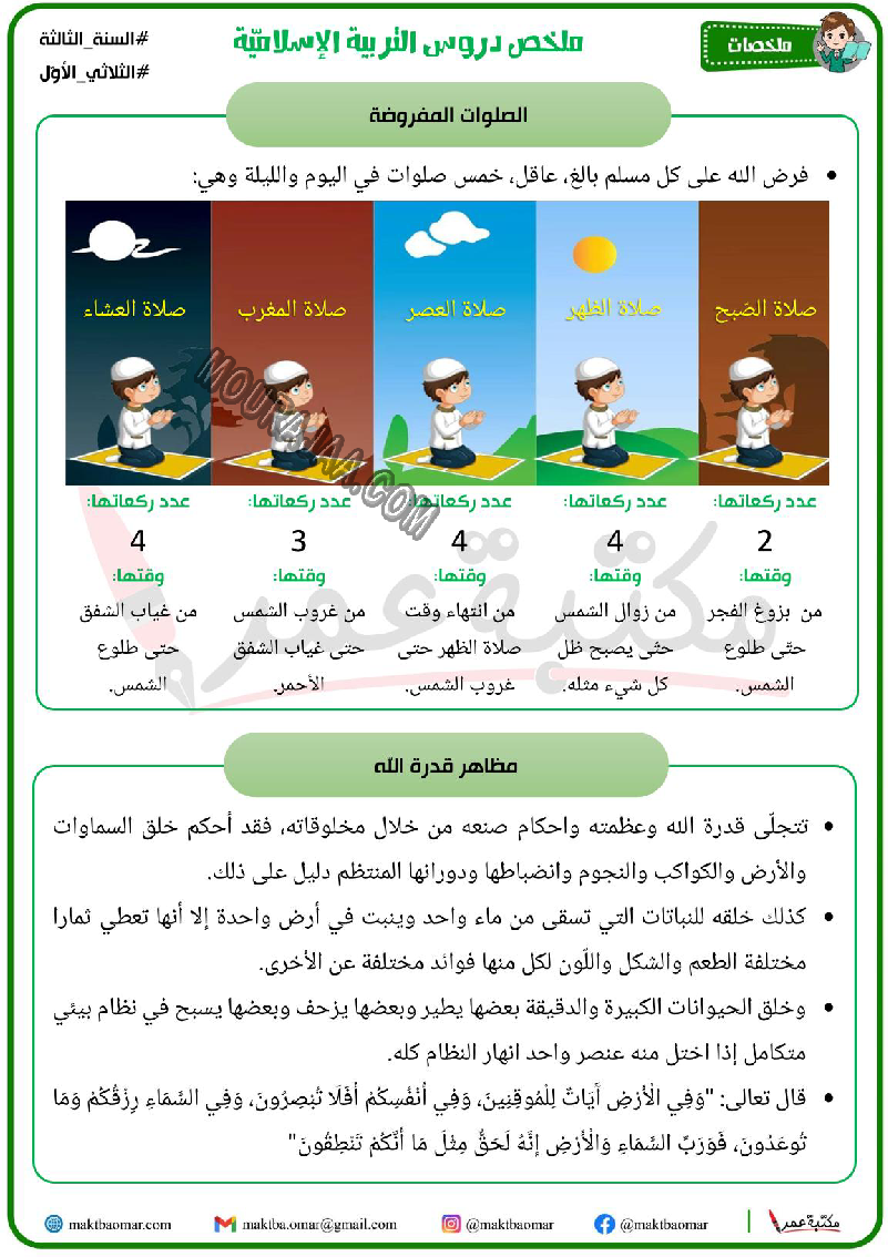 ملخص دروس التربية الاسلامية سنة الثالثة الثلاثي الاول 2022 صفحة 2