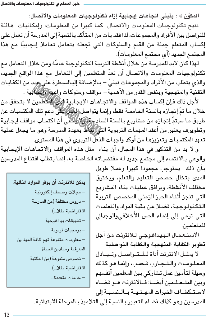 دليل المعلم في تكنولوجيا المعلومات و الاتصال سنة سادسة