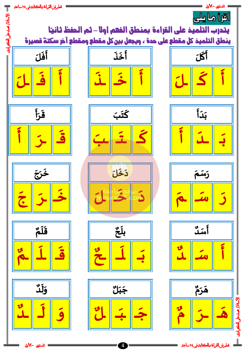 تعلم فن القراءة و الكتابة سنة تحضري و سنة أولى