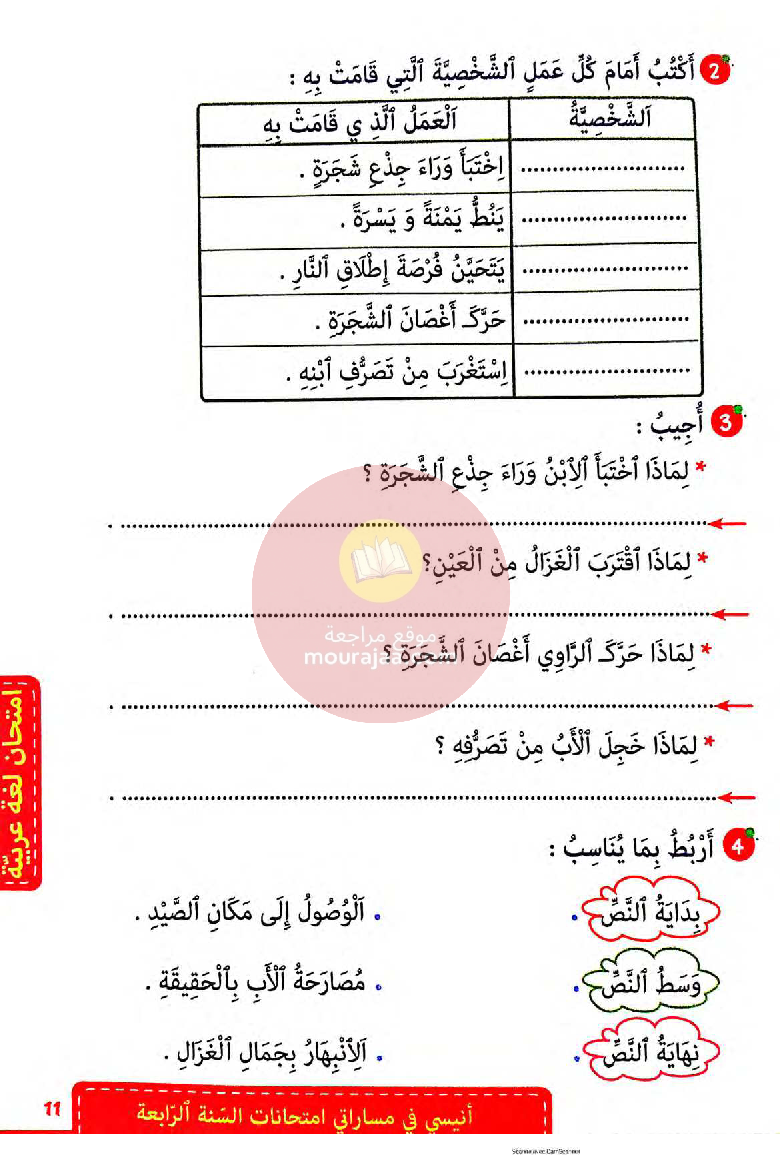 انيسي في مساراتي امتحانات سنة 4 ثلاثي ثالث