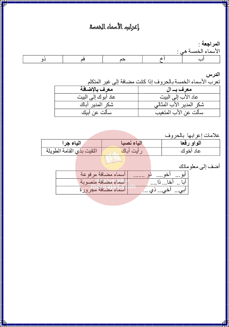 كراس قواعد اللغة سنة 6 الجزء 2