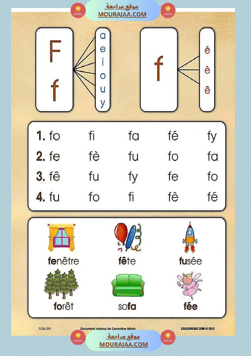 كراس تعلم التهجئة باللغة الفرنسية