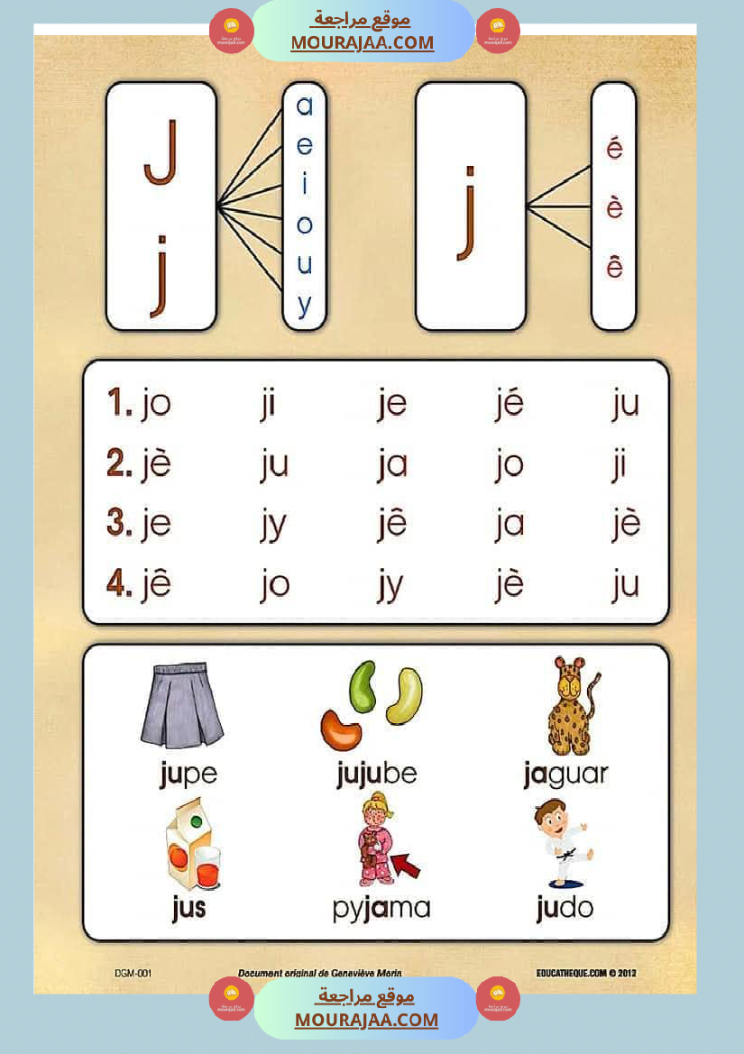 كراس تعلم التهجئة باللغة الفرنسية