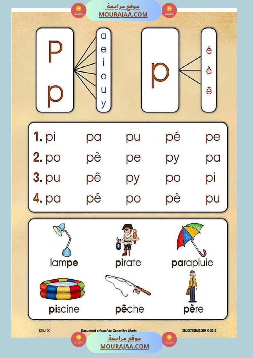 كراس تعلم التهجئة باللغة الفرنسية