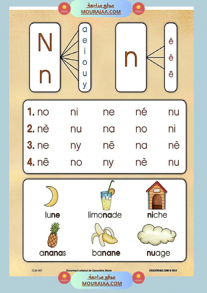 كراس تعلم التهجئة باللغة الفرنسية