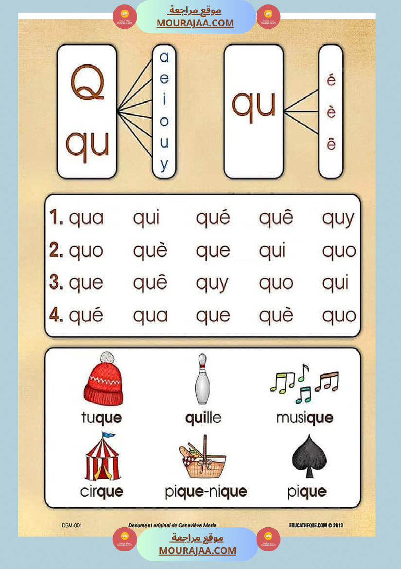 كراس تعلم التهجئة باللغة الفرنسية