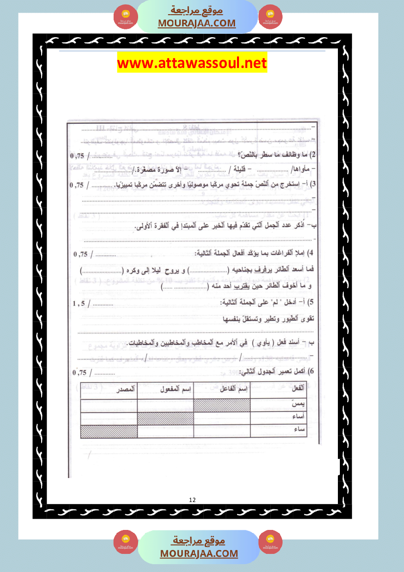 امتحانات تجريبية قبل مناظرة النموذجي سنة السادسة
