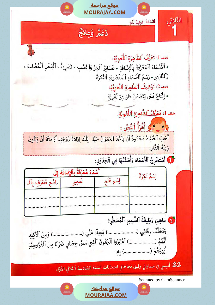 انيسي في مساراتي سنة السادسة كل المواد الثلاثي الاول