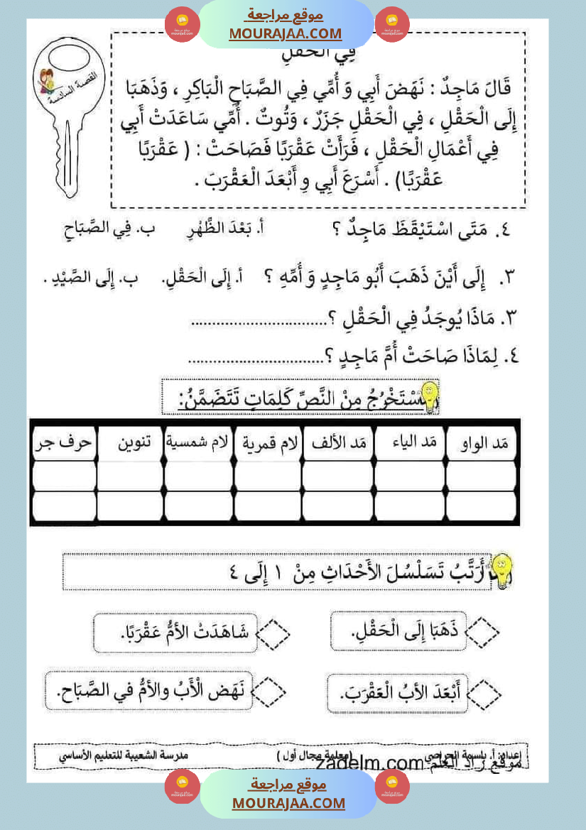 مراجعة شاملة عربية سنة الثانية
