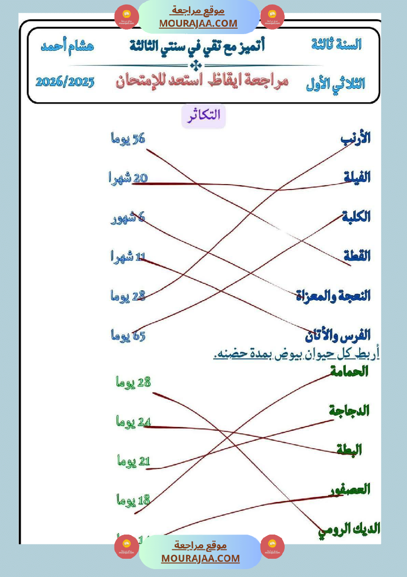 كراس ايقاظ الثلاثي الاول سنة الثالثة مراجعة و اختبارات