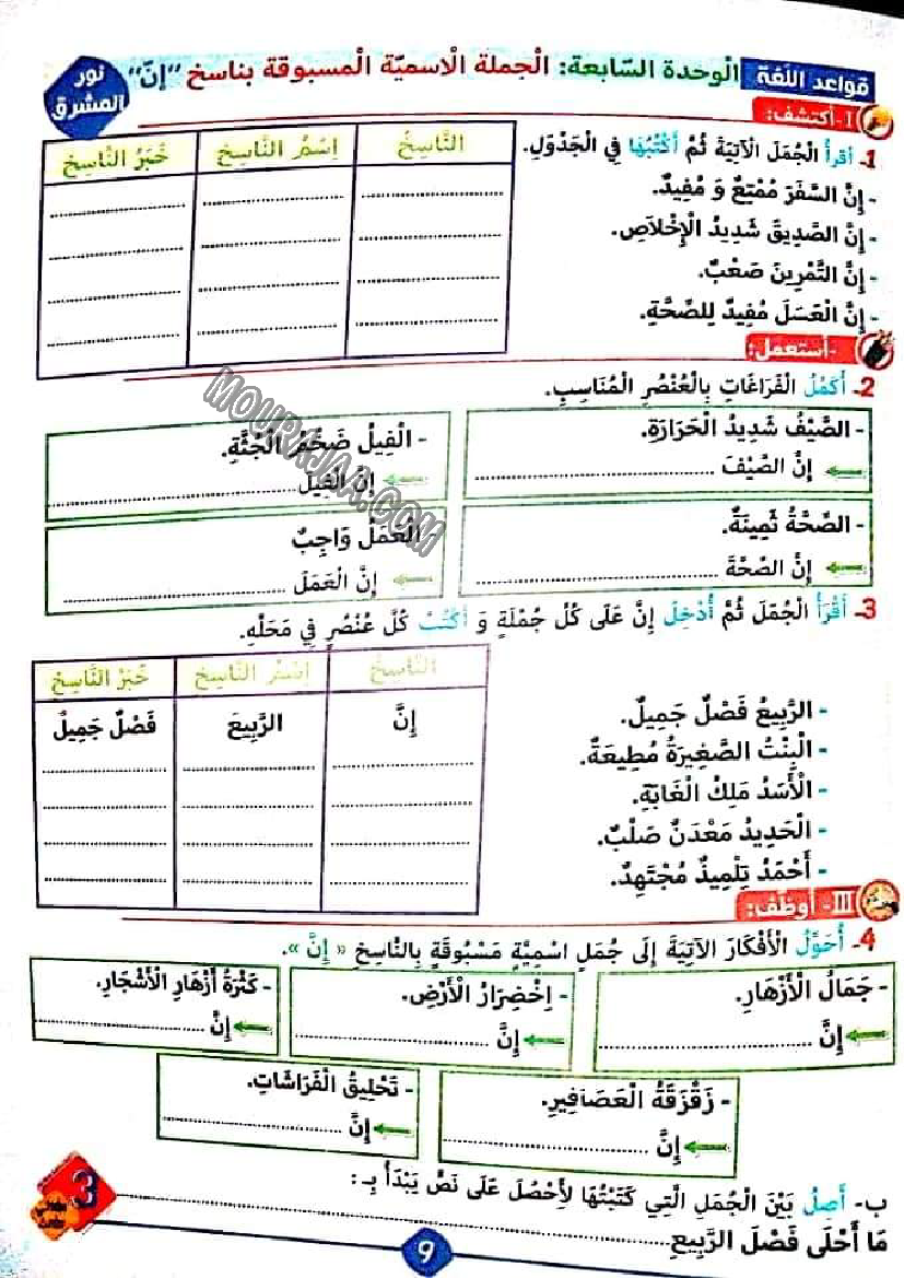 نور المشرق الثلاثي الثالث سنة ثالثة