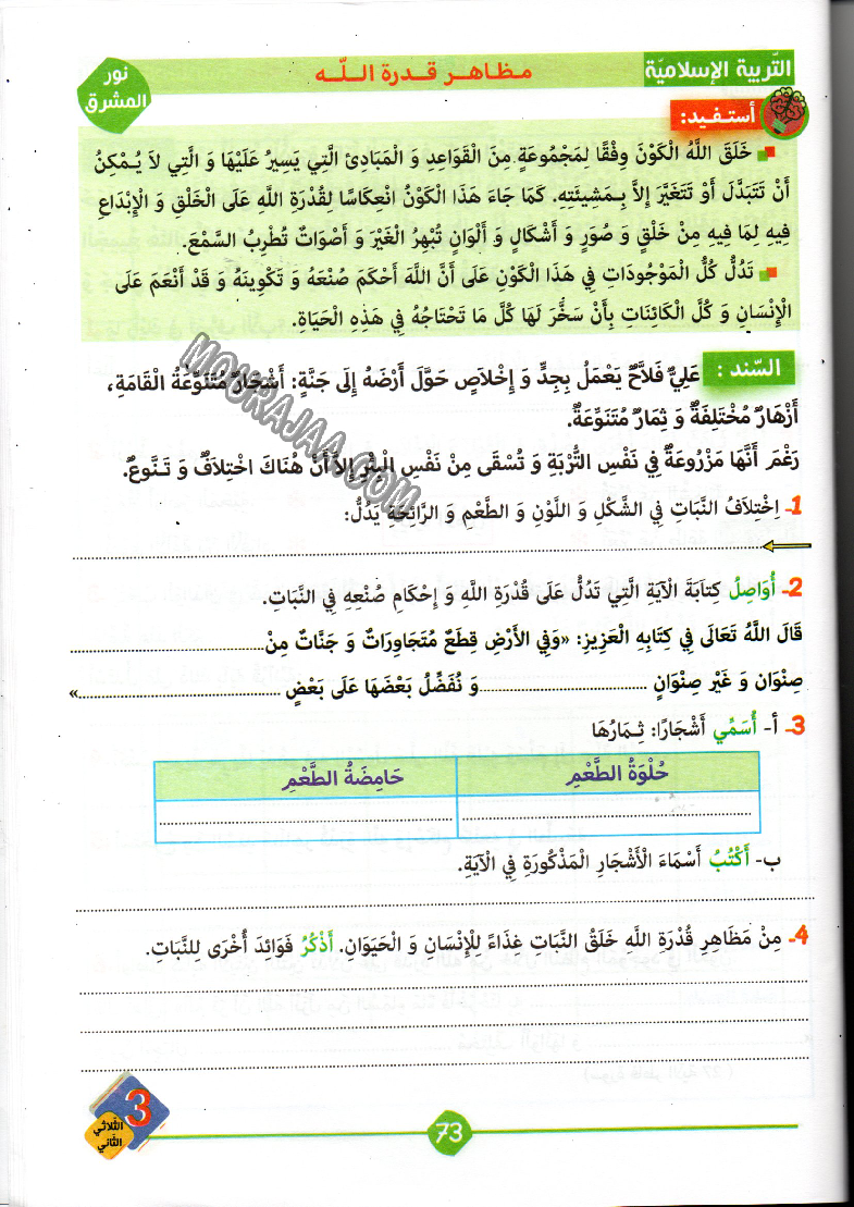 نور المشرق سنة ثالثة الثلاثي الثاني